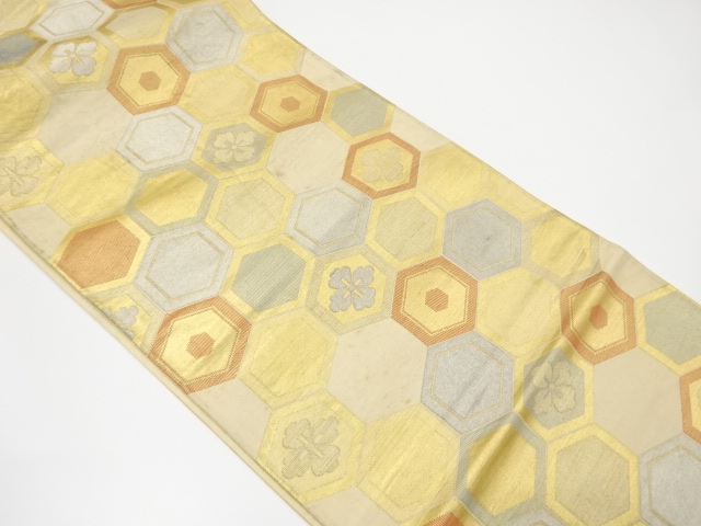 アンティーク　亀甲繋ぎに花菱模様織り出し袋帯（材料）